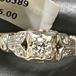 Diamond 14kt yellow gold antique engagement size 7 ring